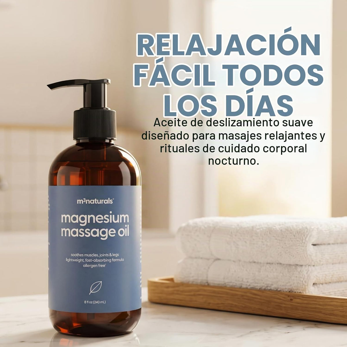 Aceite de masaje de magnesio para dolores musculares y calambres en...
