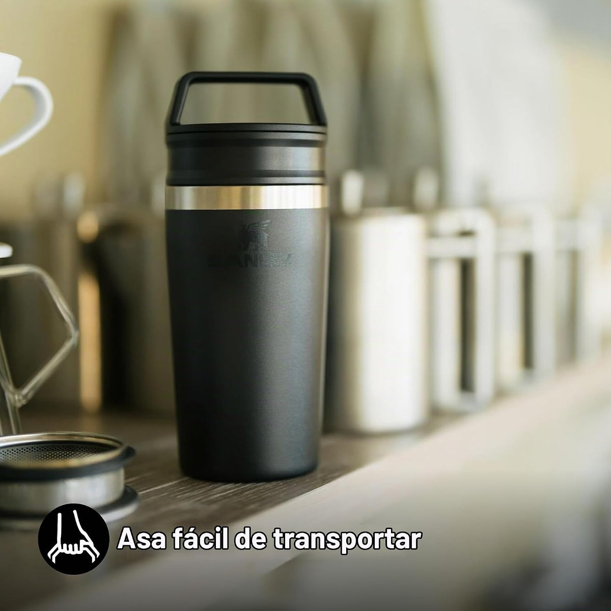 STANLEY 1913 Café to-Go Taza De Viaje 0.35L - Negro | Mantiene 4 ho...