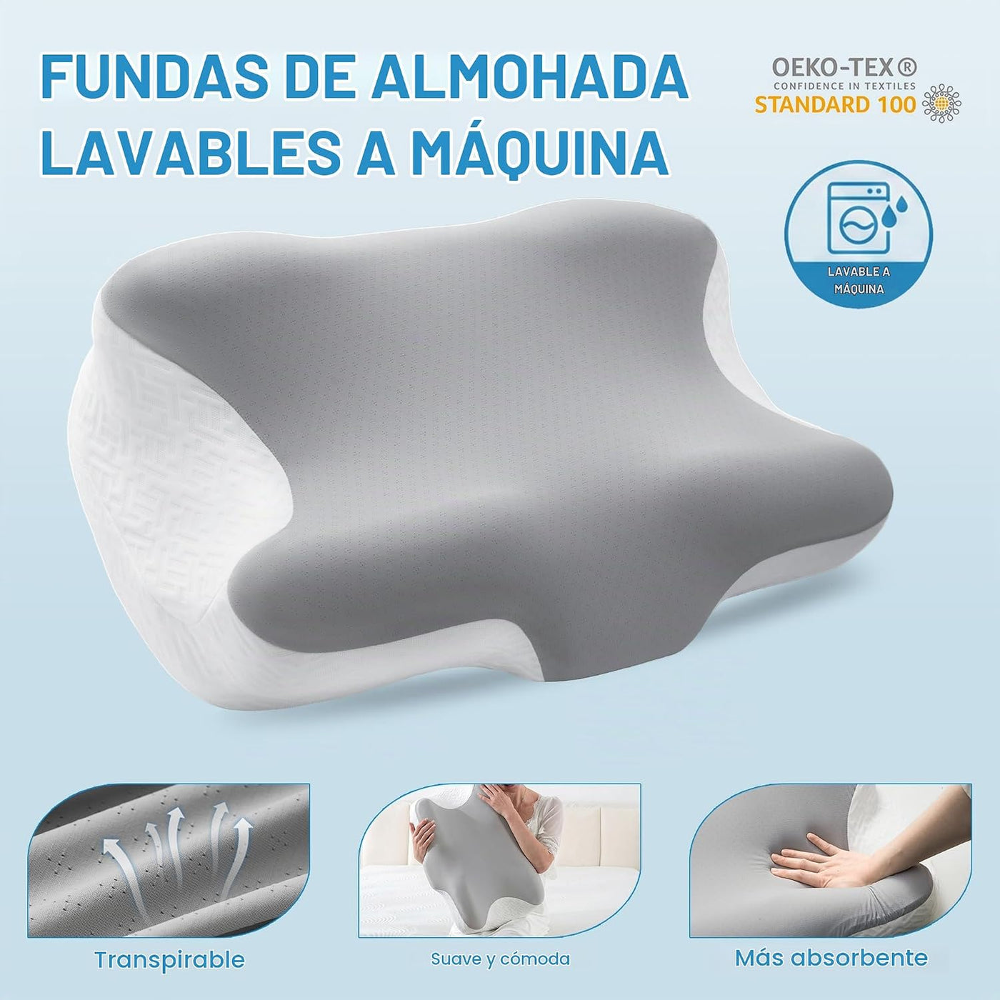 Elviros Almohada cervical para aliviar el dolor de cuello, almohada...