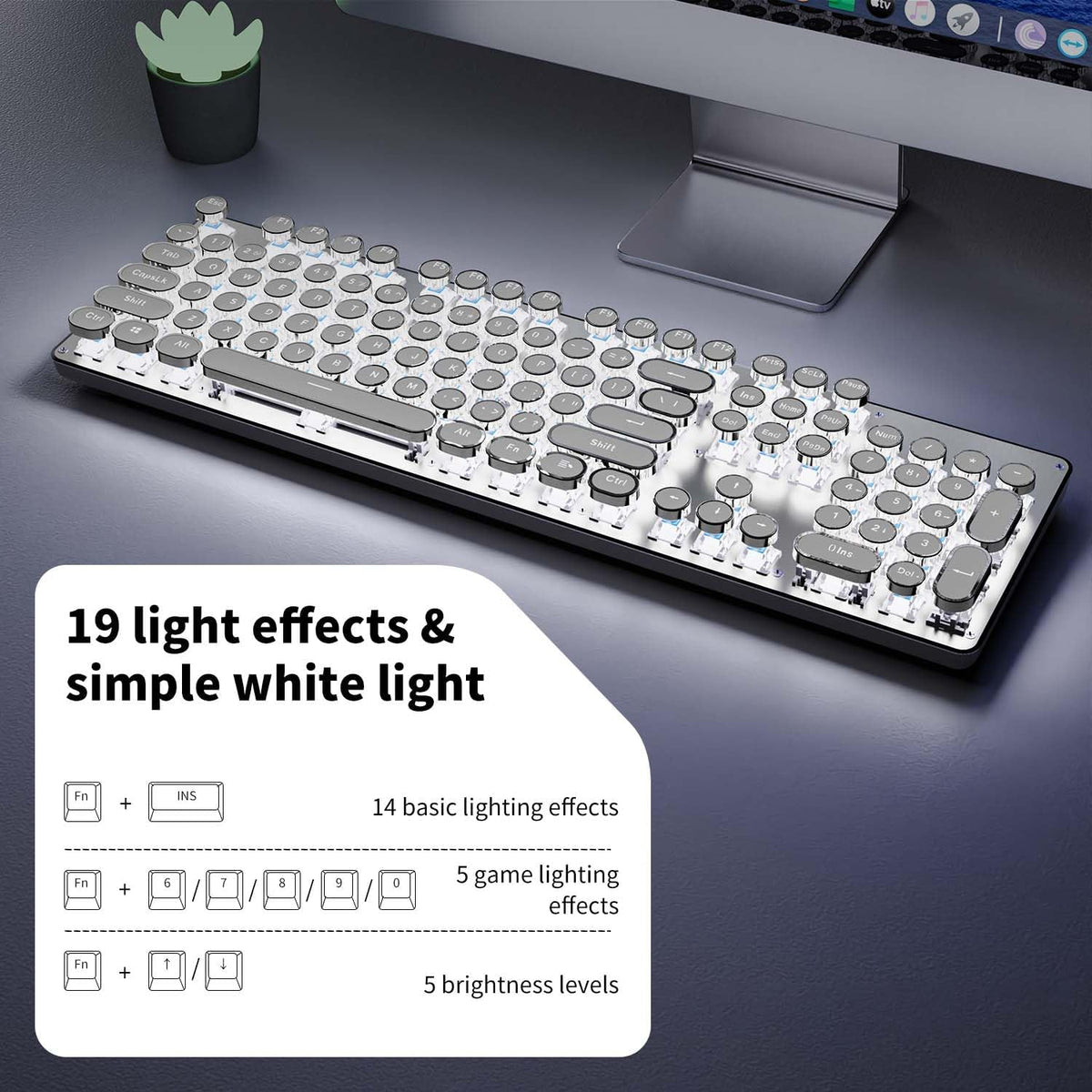 SEUNKWANG EWEADN TK950 Teclado de máquina de escribir inalámbrico m...