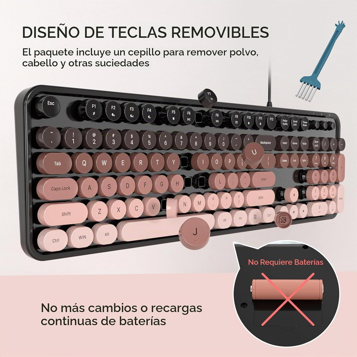 Dilter Teclado de computadora con cable, teclado USB de tamaño comp...