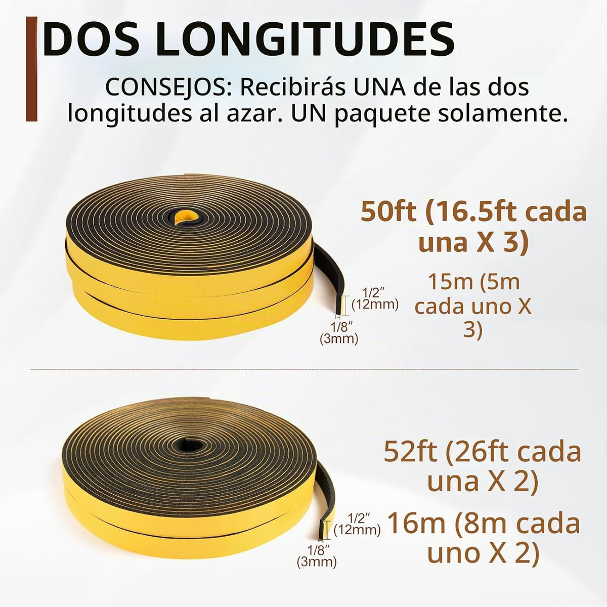 Yotache Cinta de Sellado de Espuma para Burletes 3 Rollos 1\/2"...