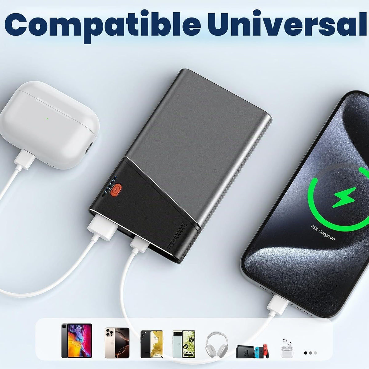 Aaoyun Banco de energía portátil de 10000 mAh, batería de carga ráp...