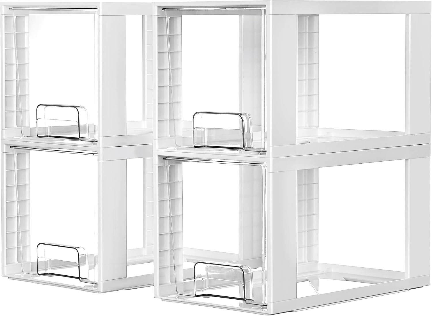 Vtopmart - Paquete de 4 cajones de almacenamiento grandes apilables...