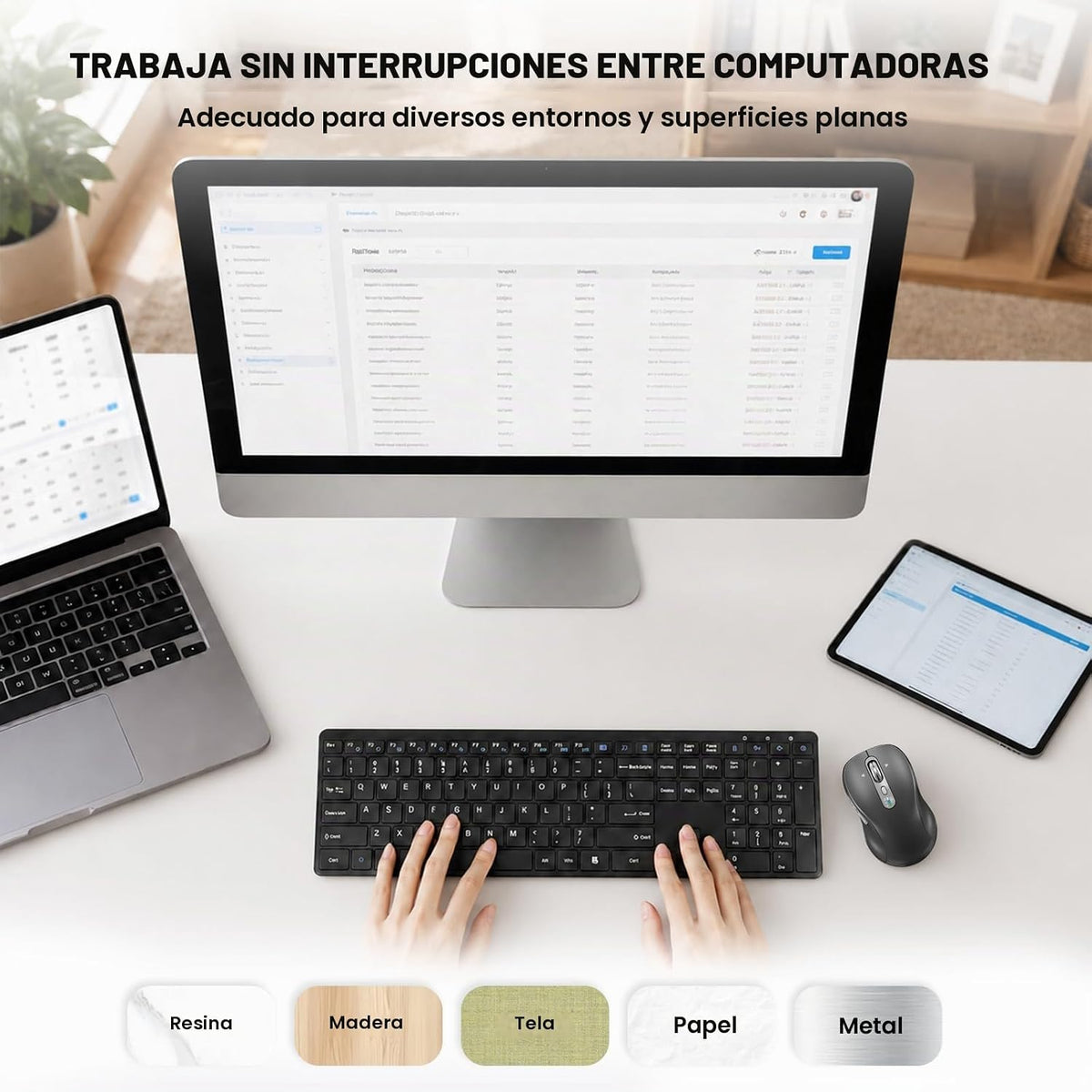 Ratón Bluetooth inalámbrico, mouse Ergo para computadora multidispo...