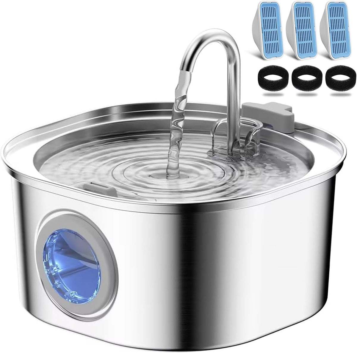 PEKTACO Fuente de agua para gatos, fuente de agua para mascotas par...