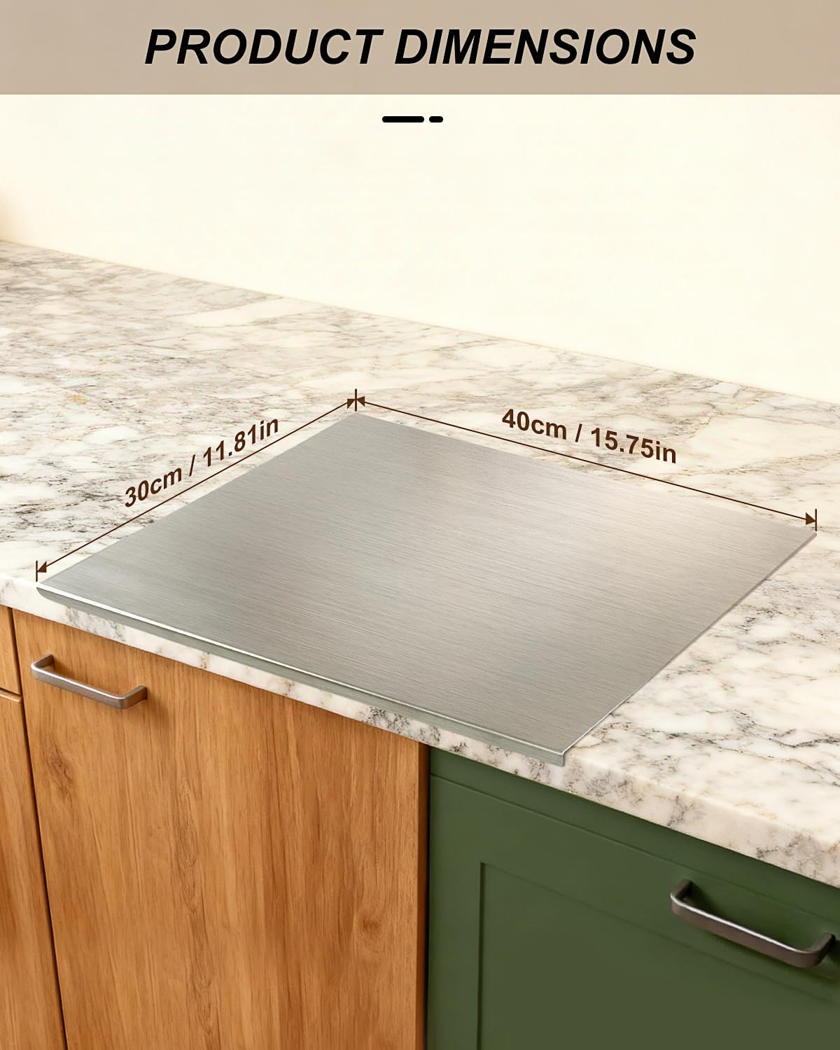 GVUHR Tabla de cortar de acero inoxidable 304 para cocina - Tabla d...