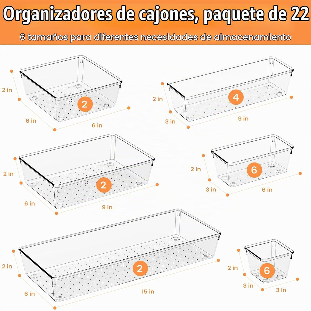 Criusia 22 Piezas Contenedores Organizadores de Cajones, Acrílico A...