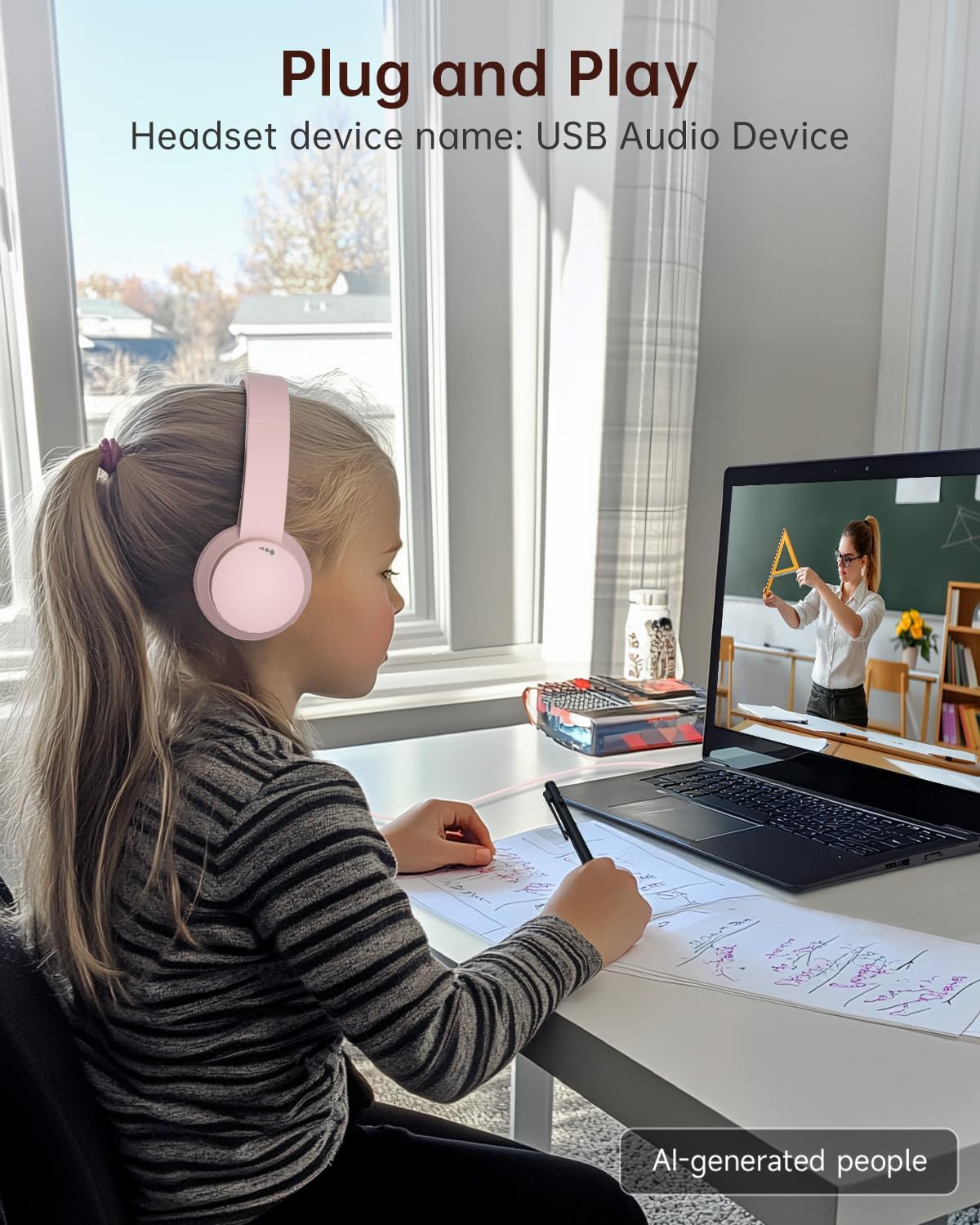 AOC Auriculares USB con micrófono para PC, micrófono con cancelació...