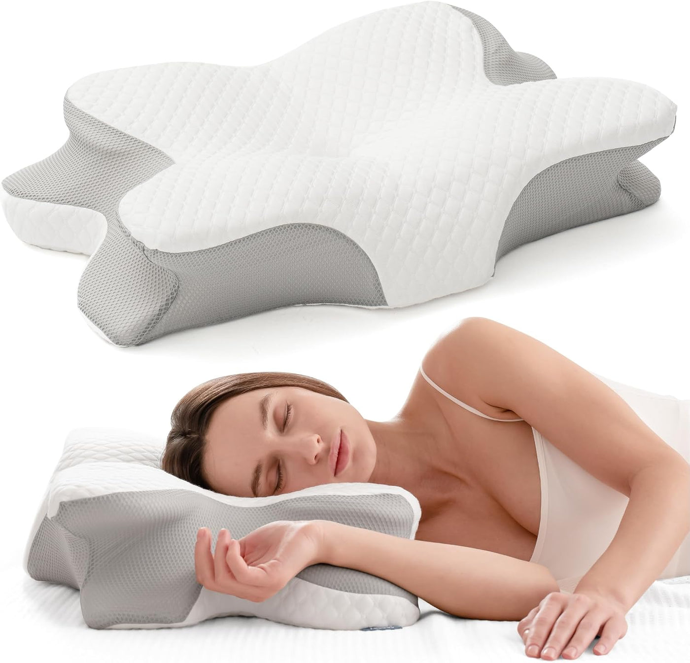 Alcedo Almohada cervical para un sueño acogedor y alivio del dolor...