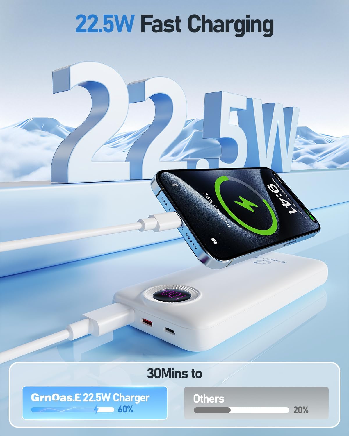 GrnOas.E Cargador Portátil con Cables Integrados, 10000mAh 22.5W Ba...