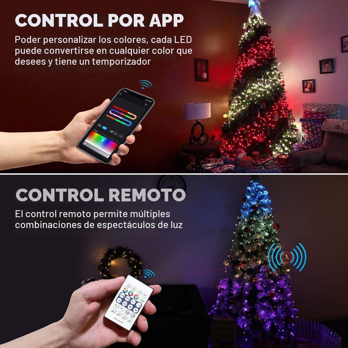2win2buy - Cadenas de luces para árbol de Navidad con aplicación in...