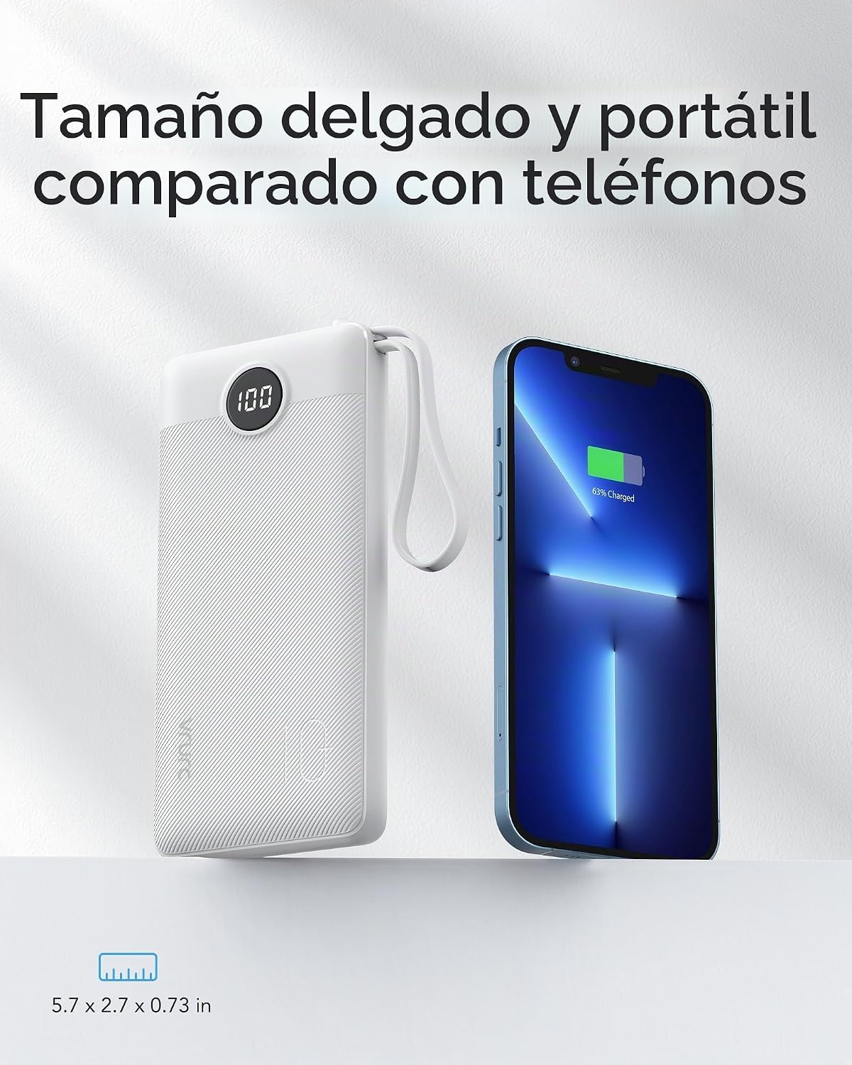 Cargador portátil VRURC, banco de energía delgado con 4 cables inco...