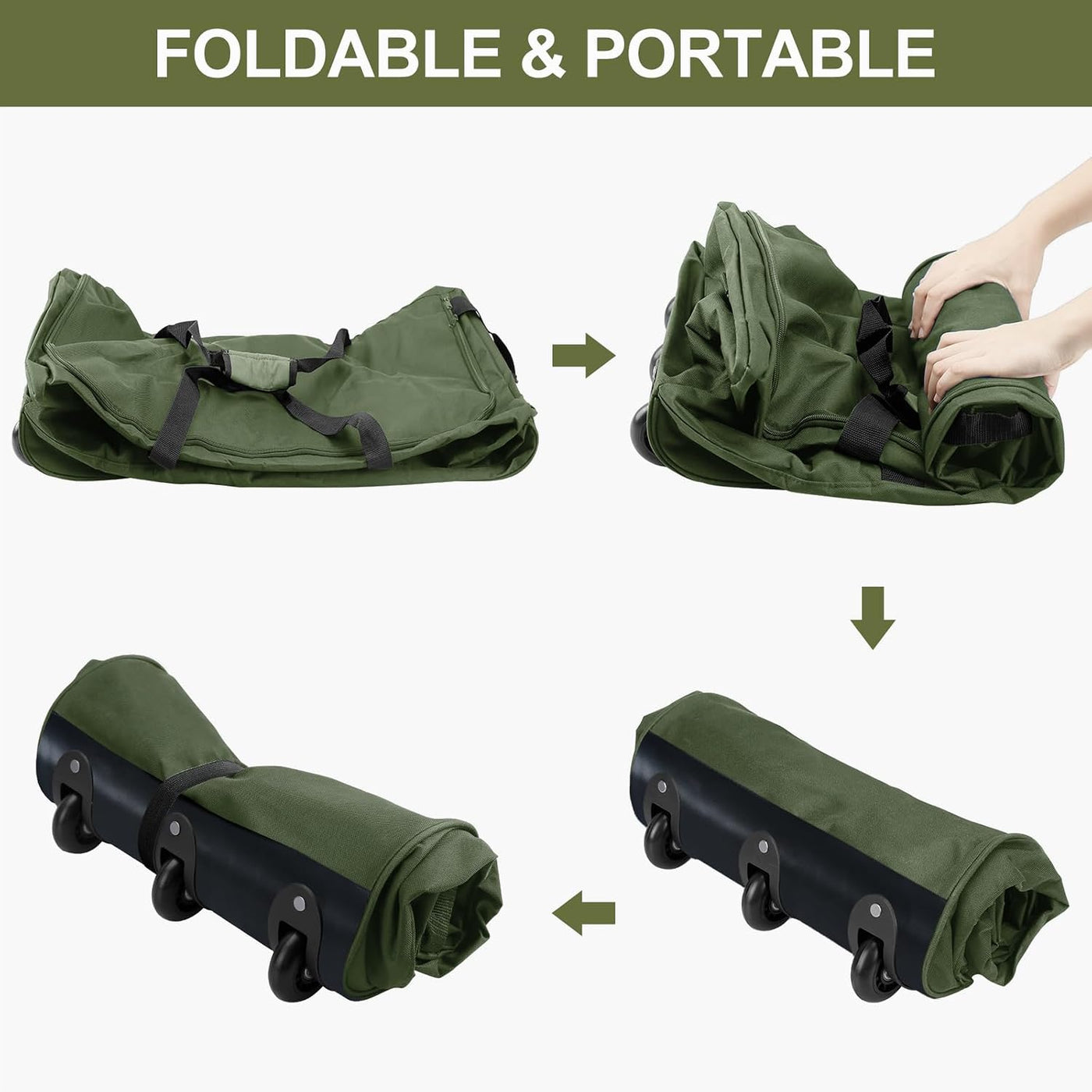 Finnhomy Bolsa de Lona Rodante Plegable de 120L con 3 Ruedas, Bolsa...