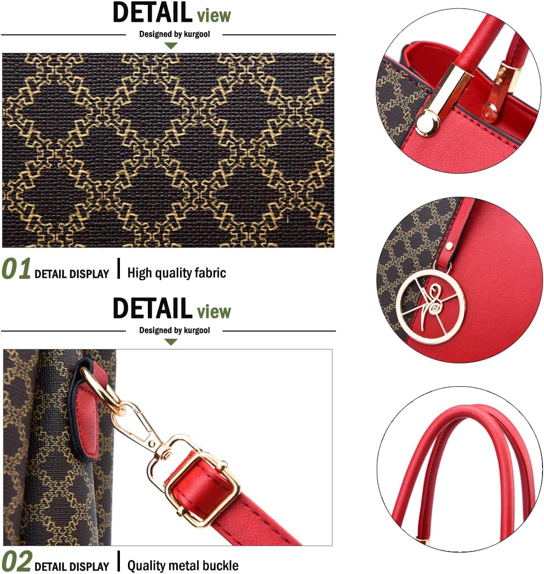 KURGOOL Bolsos y bolsos de mano para mujer, bolso de hombro con asa...