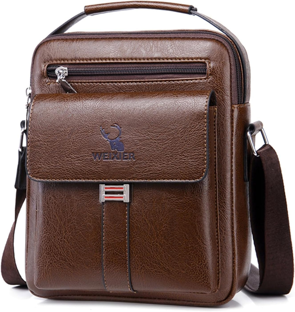 Bolsa de mensajero para hombres, bolso cruzado de hombro, cartera pequeña vintage de cuero PU, cartera maletín, bolsa lateral, bolso de mano cruzado