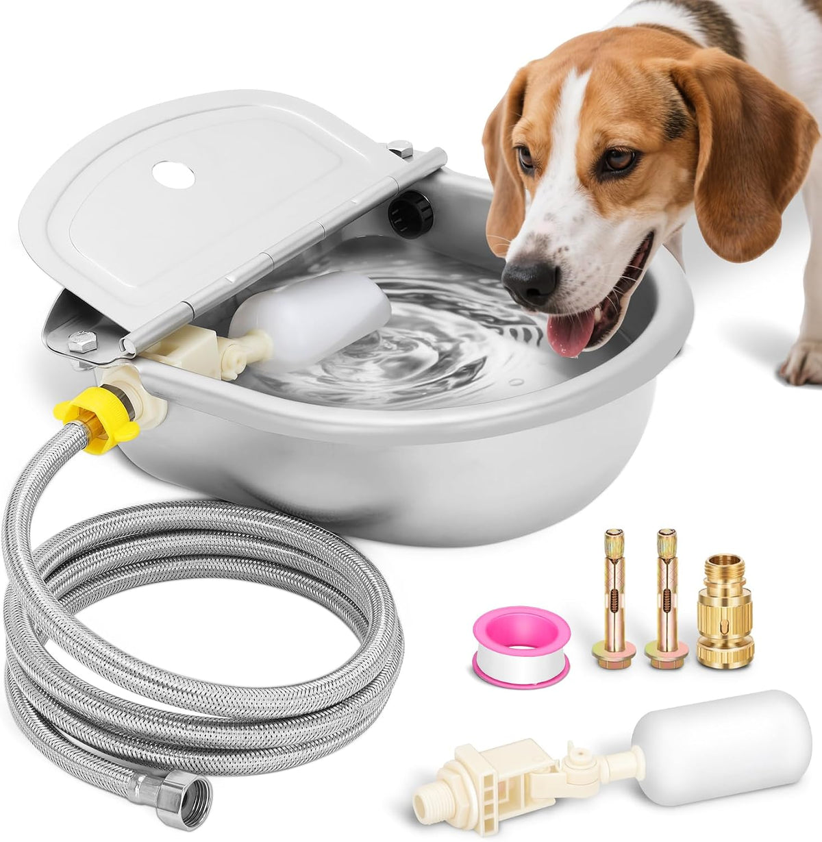 Ademon Recipiente automático de agua potable para animales con válv...