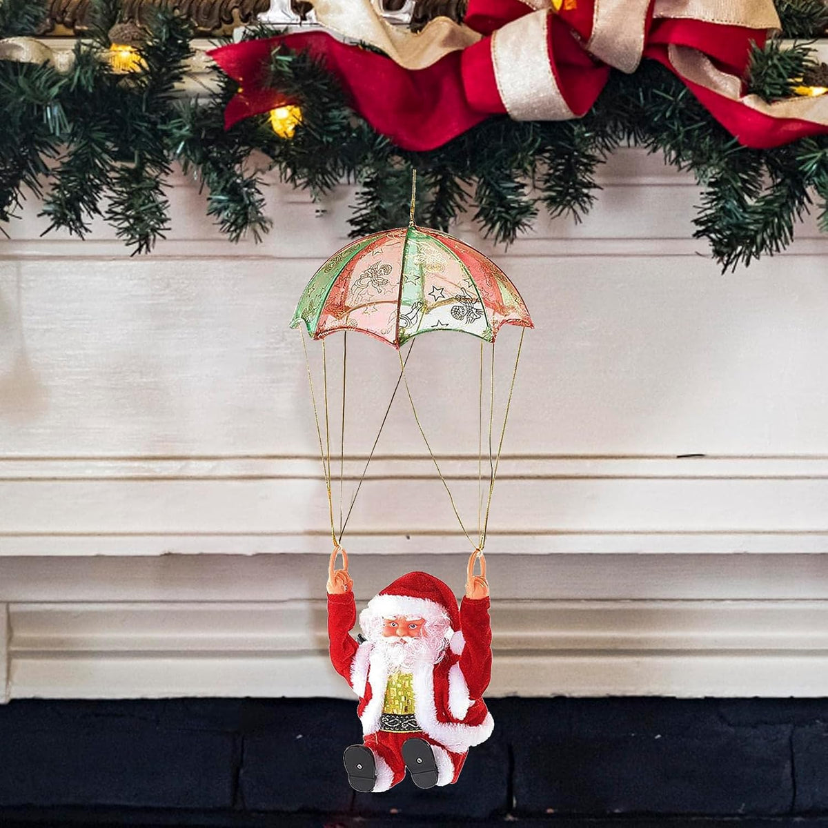 Figura musical bailando con paracaídas de Papá Noel eléctrico de Na...