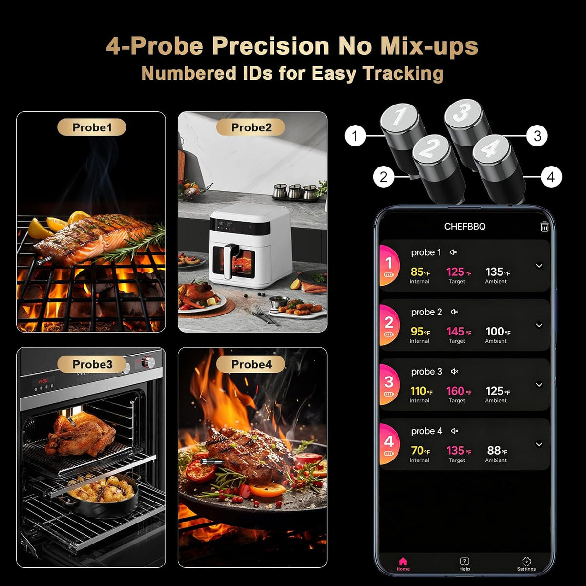 Termómetro digital inalámbrico para carne de 800 pies para barbacoa...