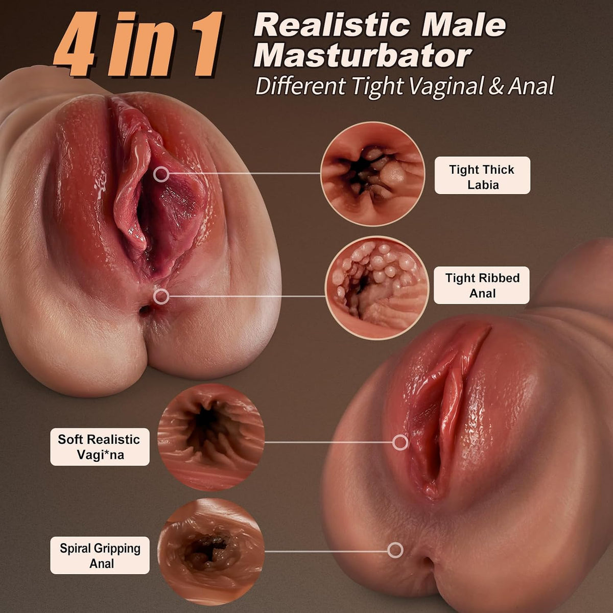 Masturbador masculino de bolsillo 4 en 1 mamada realista Stroker |...