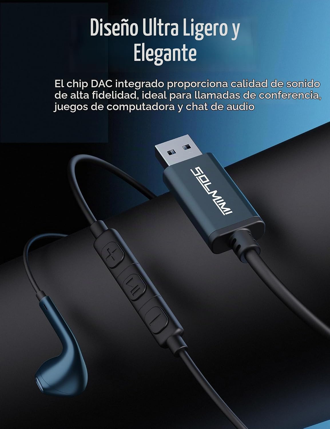 Auriculares USB con micrófono para PC con cable, auriculares USB-A...