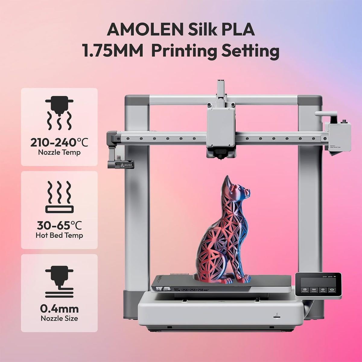 AMOLEN Silk 4 colores en 1 filamento de impresora 3D, azul\/rojo\/b...