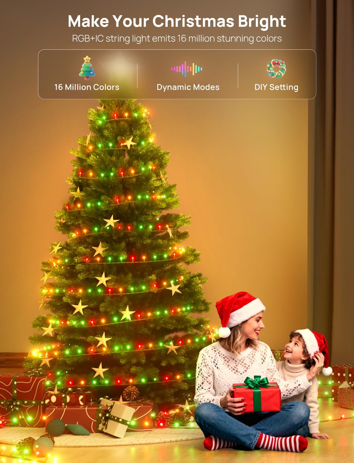 Luces de hadas inteligentes para árbol de Navidad de 65.6 pies, 200...