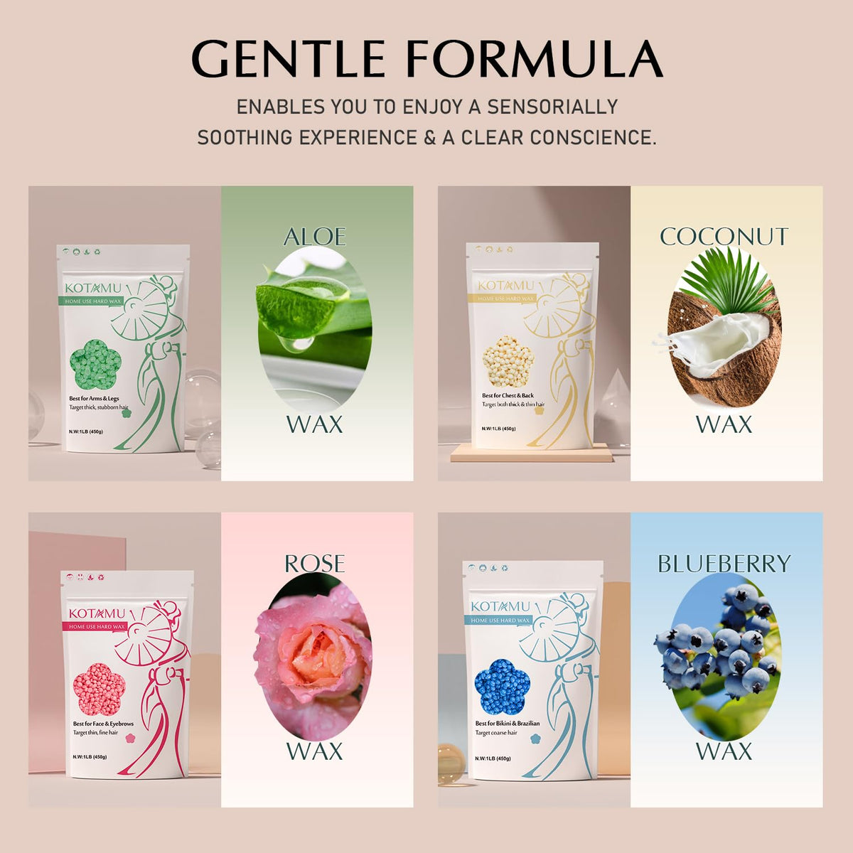 KOTAMU - Kit de depilación con cera para mujeres y hombres, calenta...