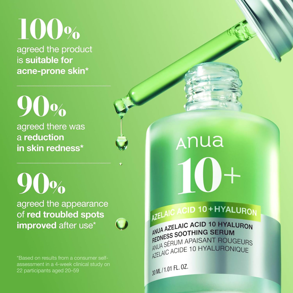 Anua Azelaic Acid 10 Hyaluron Suero calmante para el enrojecimiento...
