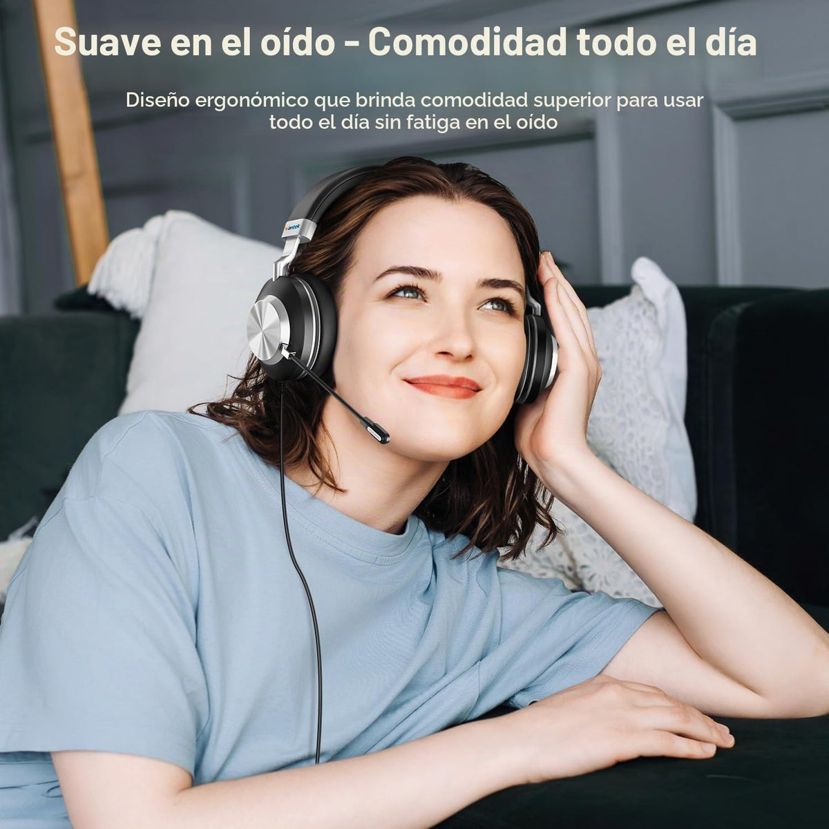 Wantek Auriculares con micrófono, auriculares USB con micrófono par...