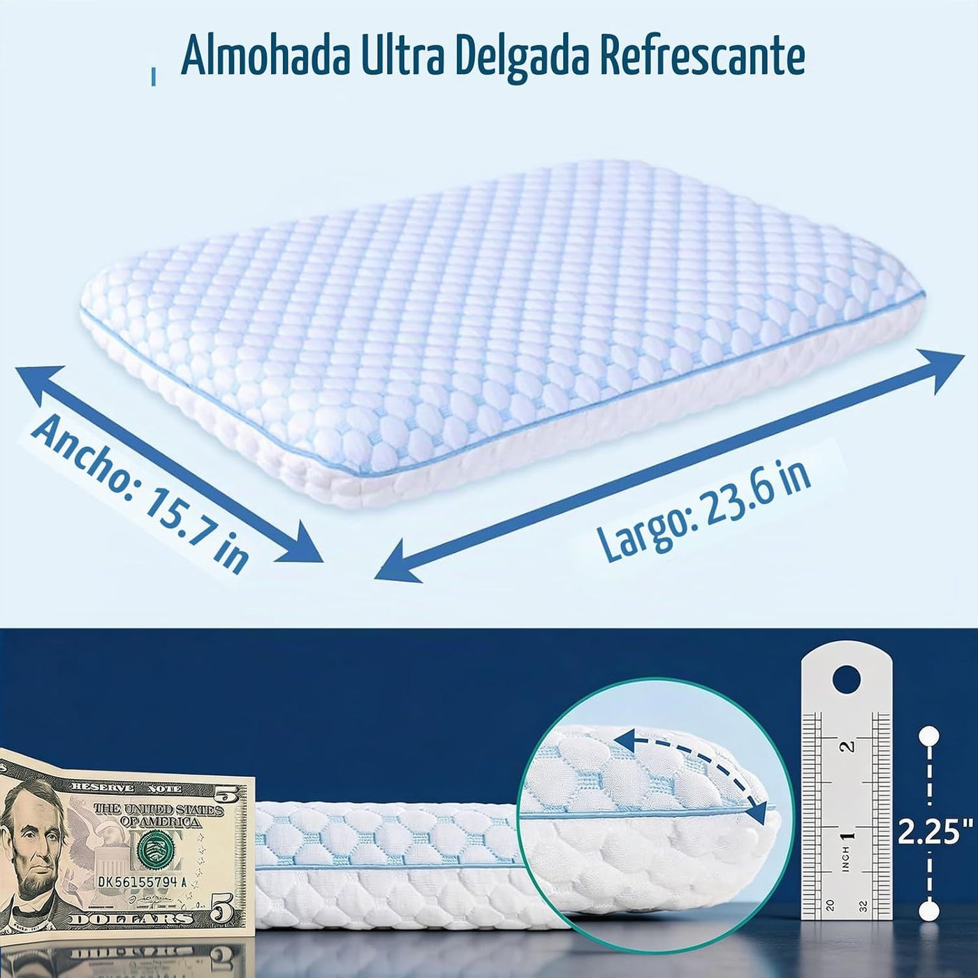 Iwacool Almohada Delgada para Dormir, Almohada Plana de Gel Refresc...