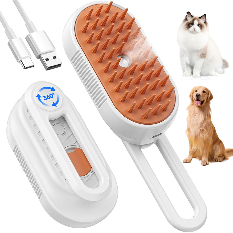 Cepillo de vapor para gatos y perros, mango plegable, color blanco