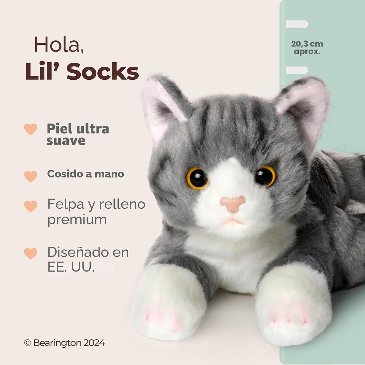 Bearington Lil' Socks Gato de Peluche - Juguete de Peluche de G...