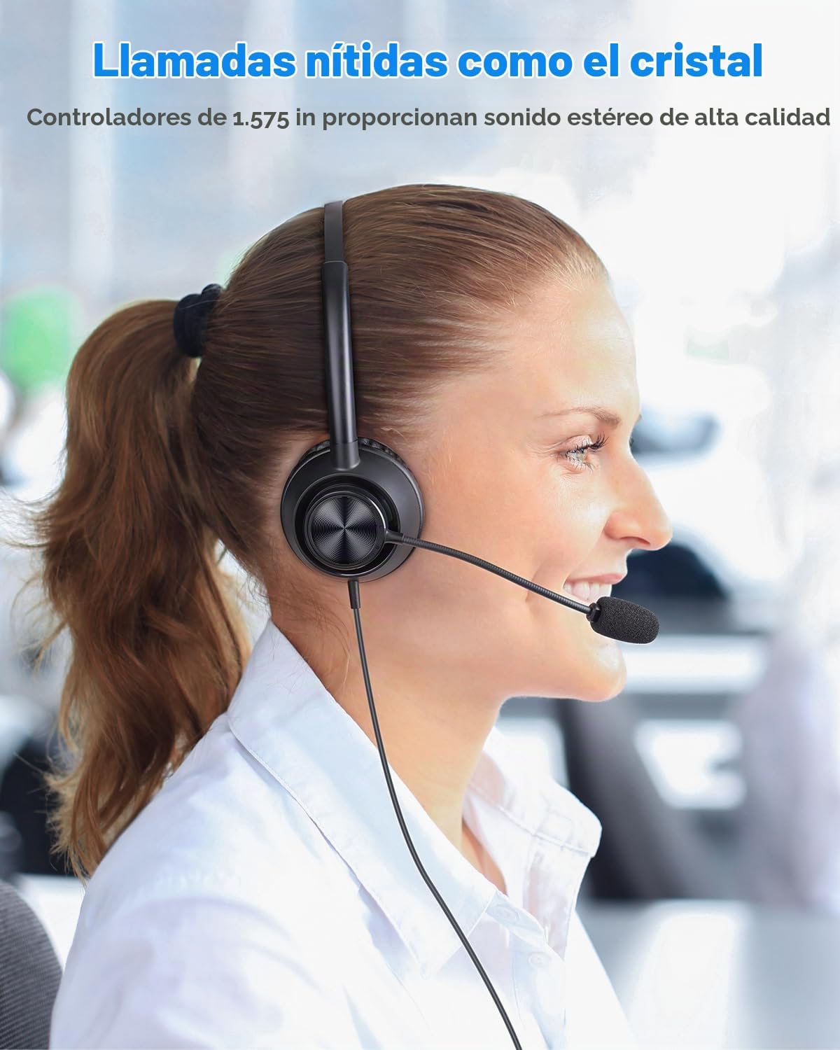 Auriculares USB con micrófono para PC, portátil, oficina, teléfono,...