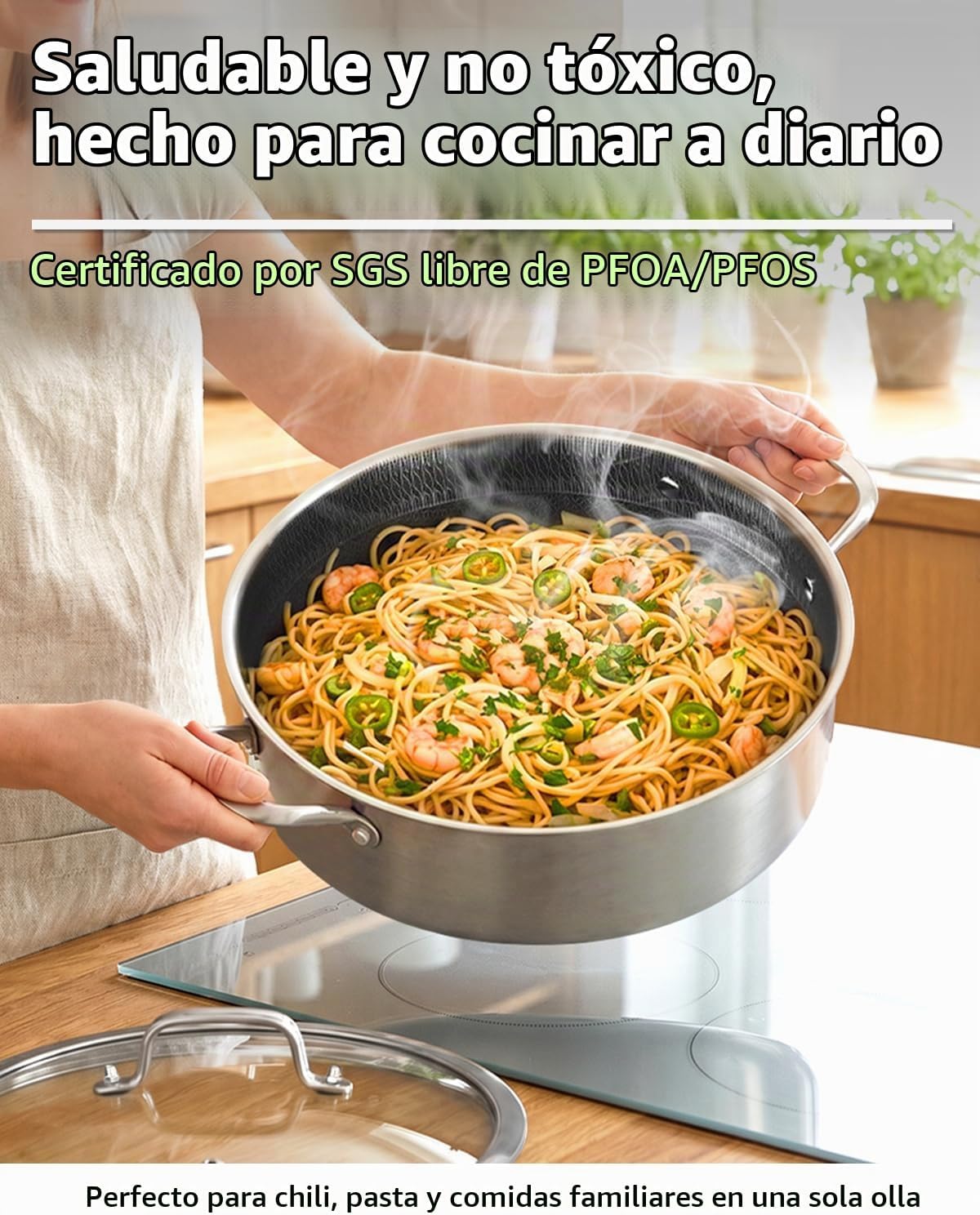LOLYKITCH Sartén de sauté de acero inoxidable antiadherente de tres...