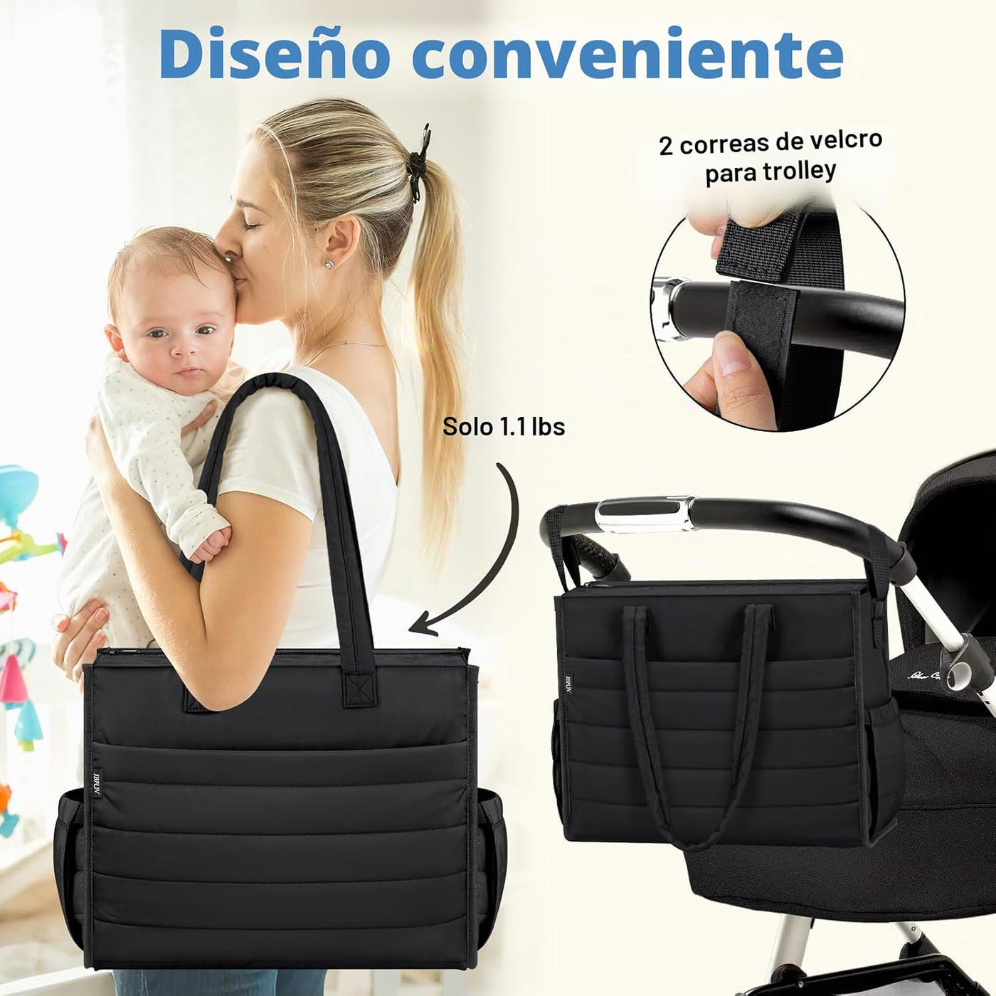 IBFUN Bolso de Pañales para Bebé - Bolso Grande para Bebé 4Pcs con...