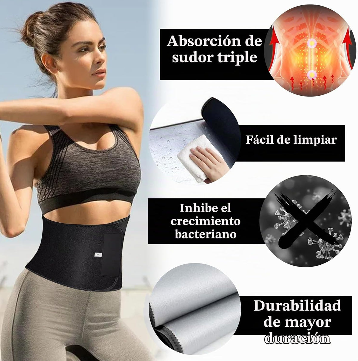 Entrenador de cintura para mujeres y hombres, banda de sudor para m...