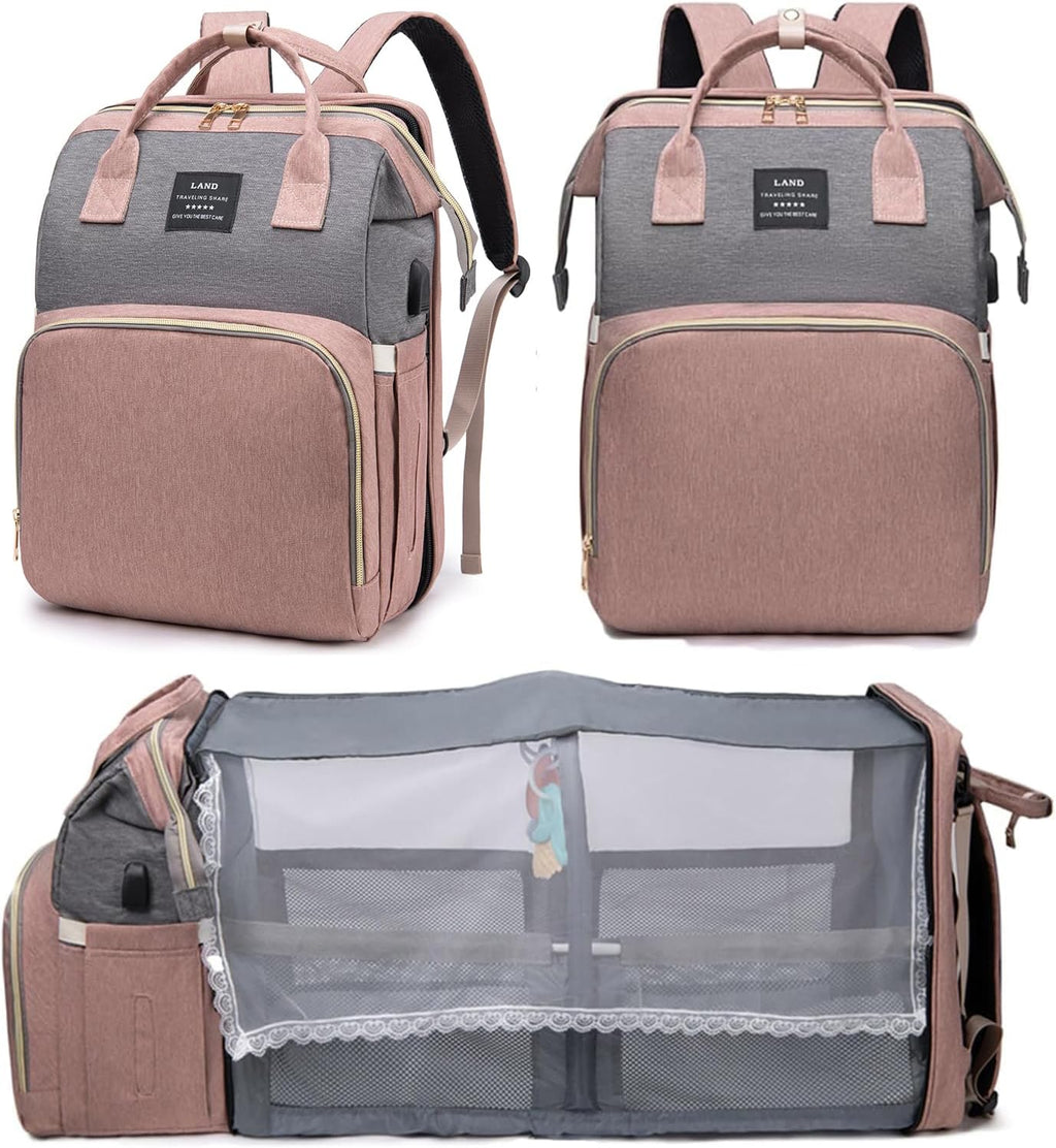 Pañalera con cambiador para mochila para bebé: Pañaleras rosas gran...