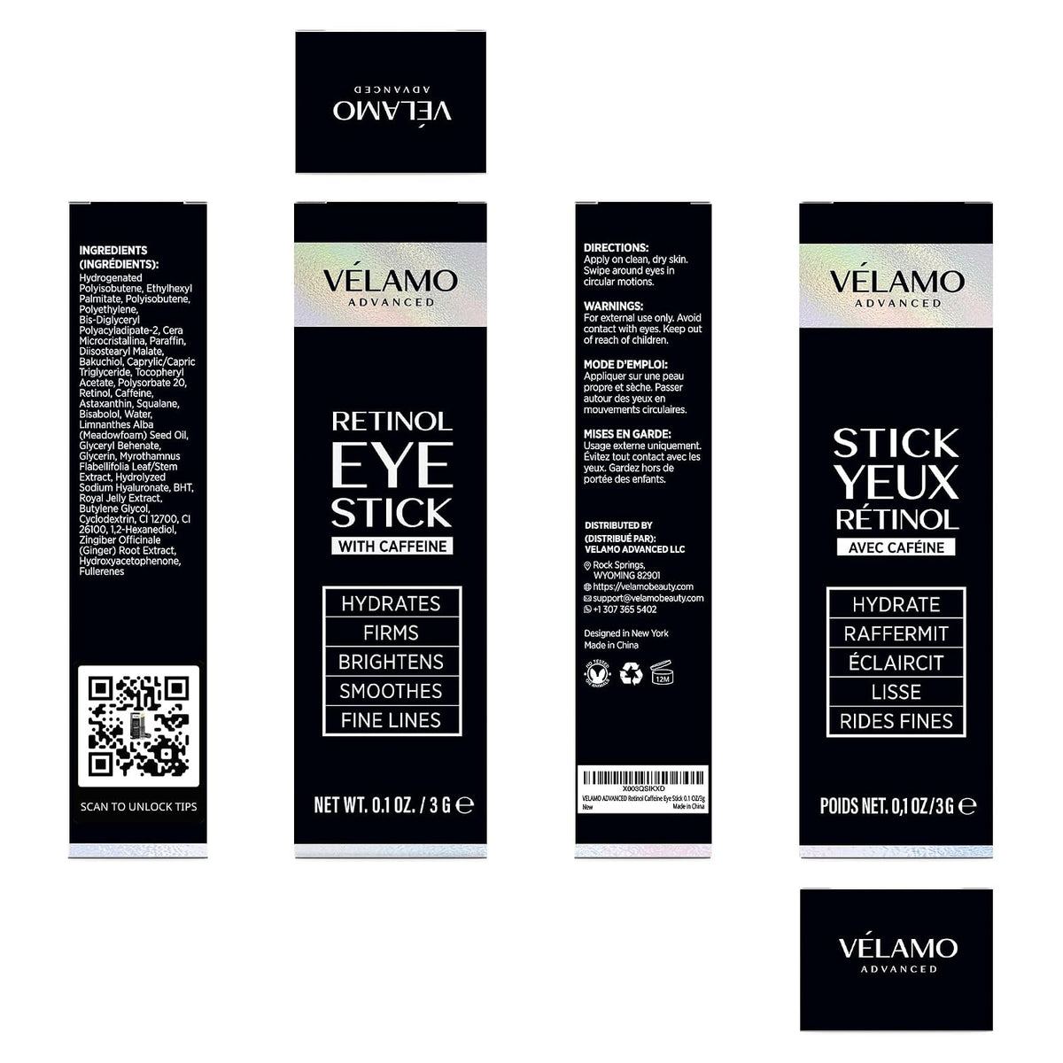 VELAMO ADVANCED Retinol Eye Stick: Crema de ojos de retinol para oj...