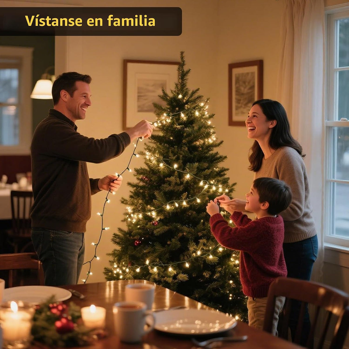 Chuya Luces de Navidad al aire libre interior,Luces de árbol de Nav...