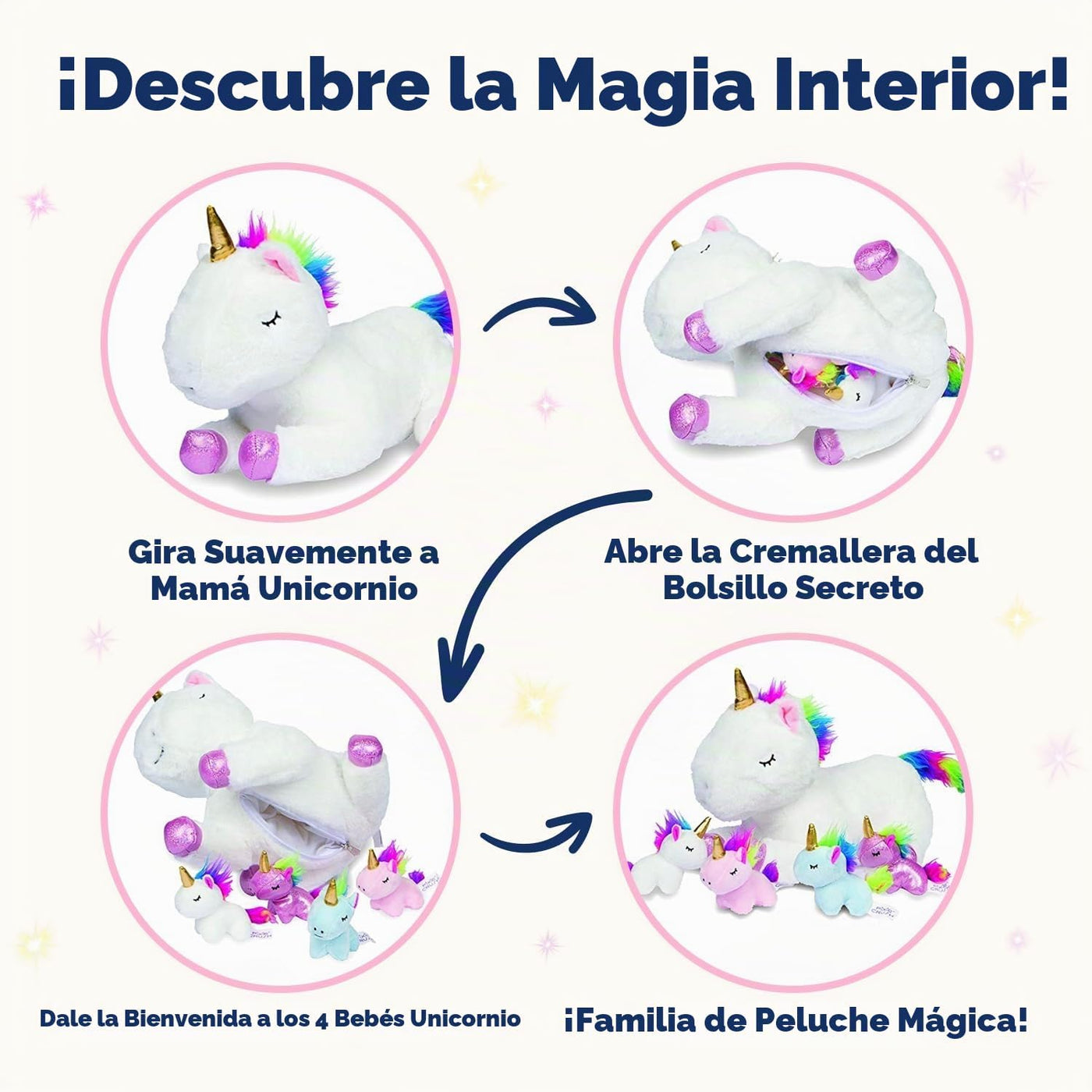 Animales de peluche de unicornio PixieCrush para niñas, juego de 5...