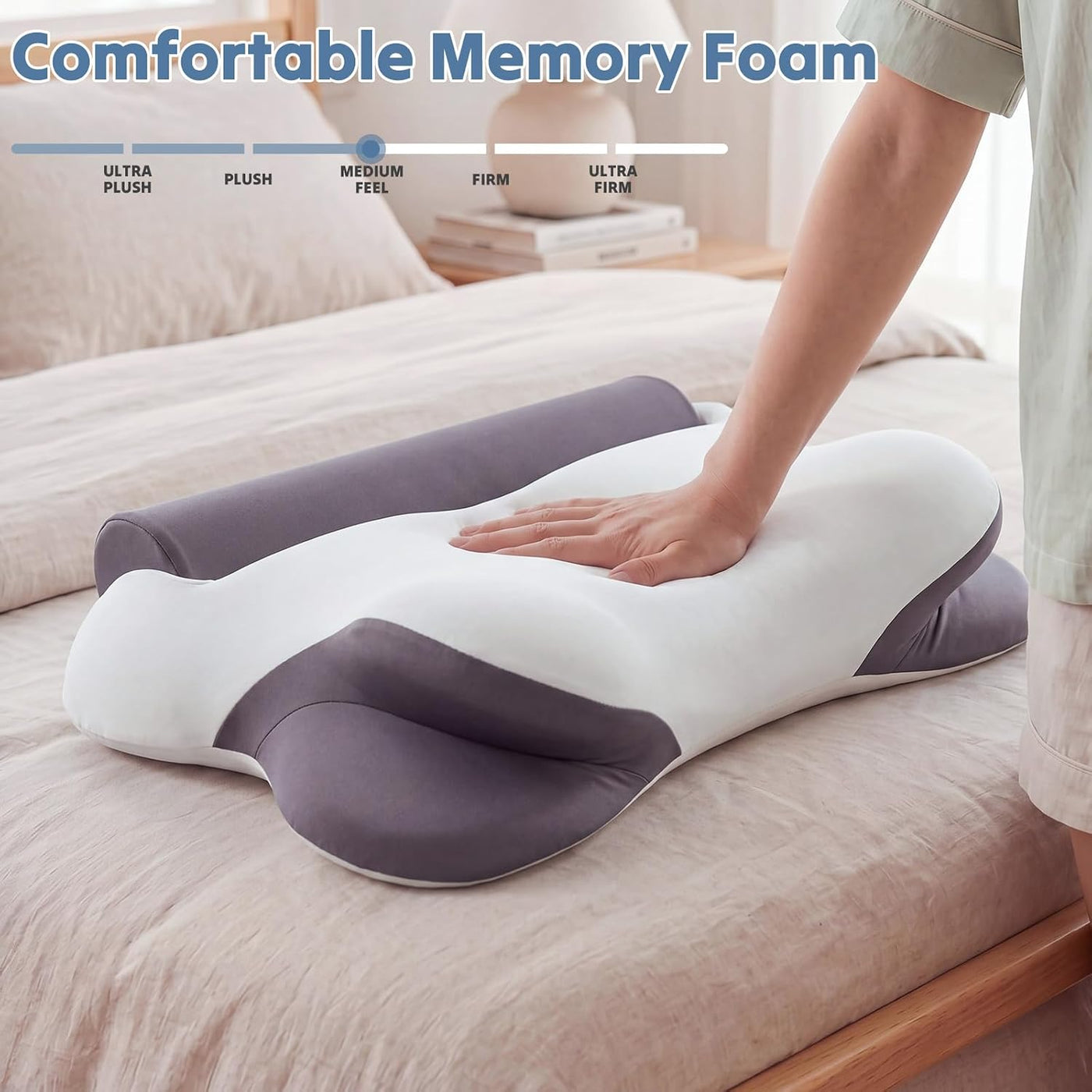 Sweetcrispy Almohada cervical para dolor de cuello, almohada ergonó...