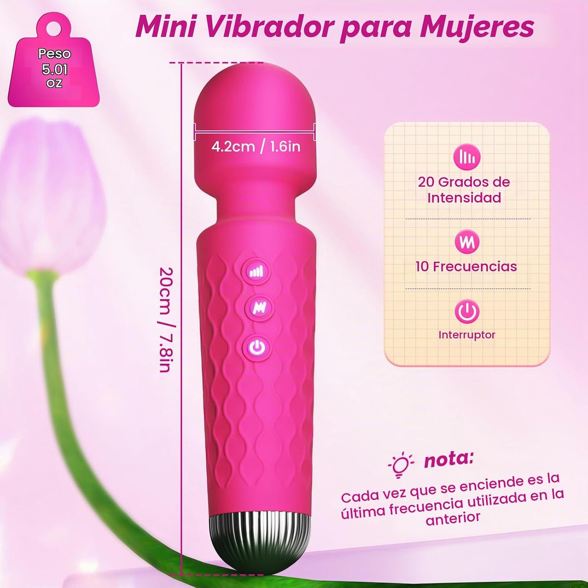 Allovü Vibrador masajeador de varita para mujer, vibrador de clítor...