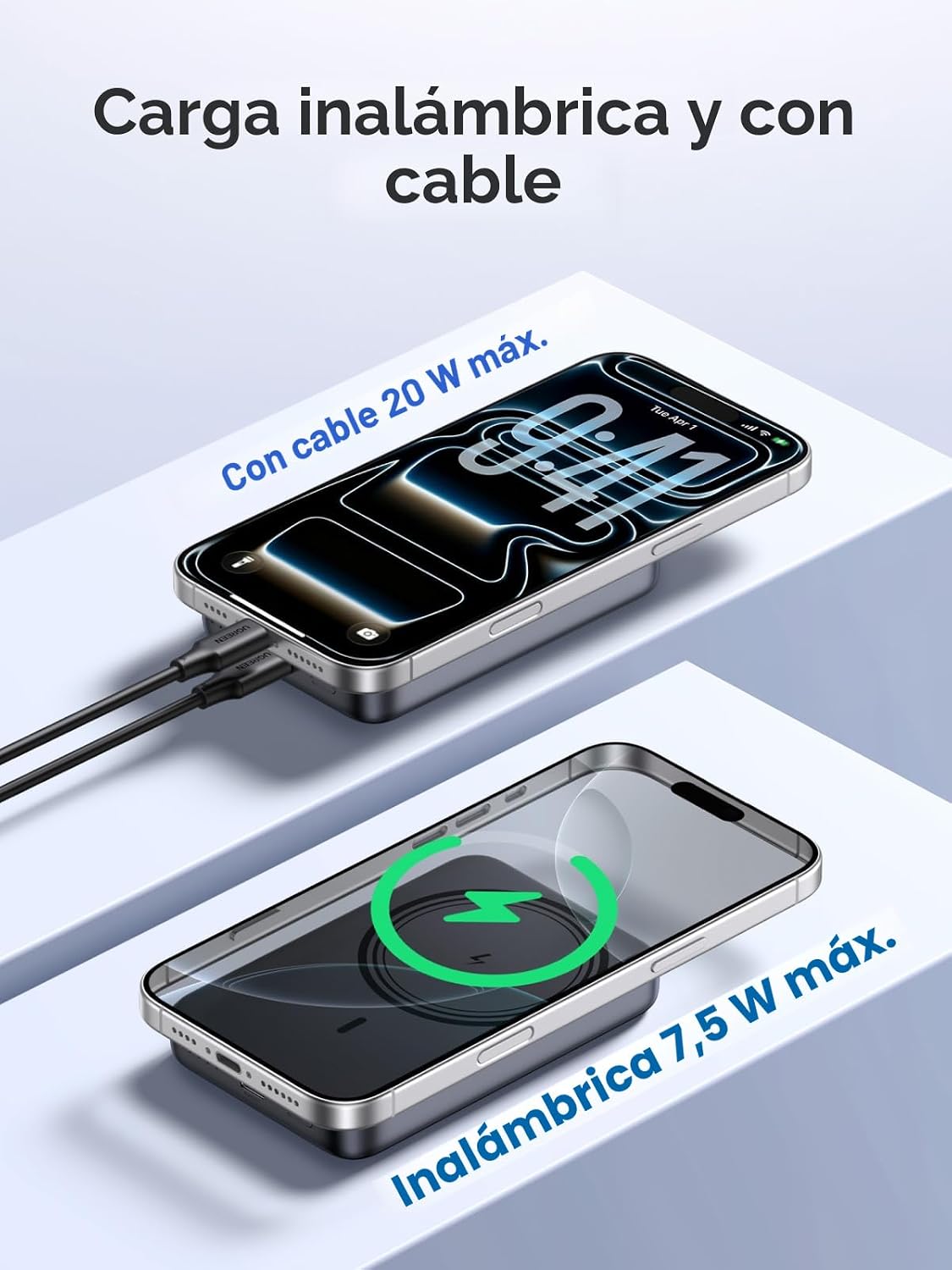 UGREEN Banco magnético de energía de 10000 mAh PD 20W USB-C para iP...