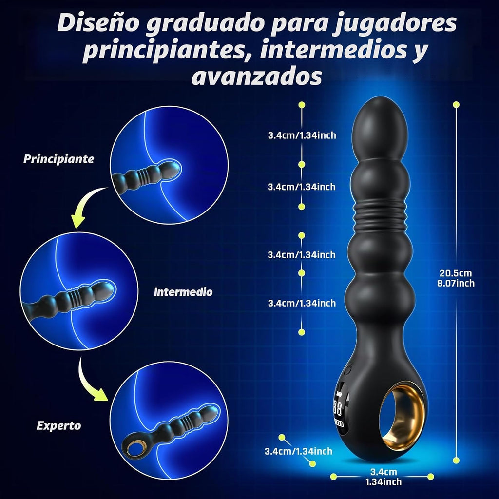 BEISAR - Masajeador de próstata con cuentas anales de empuje, vibra...