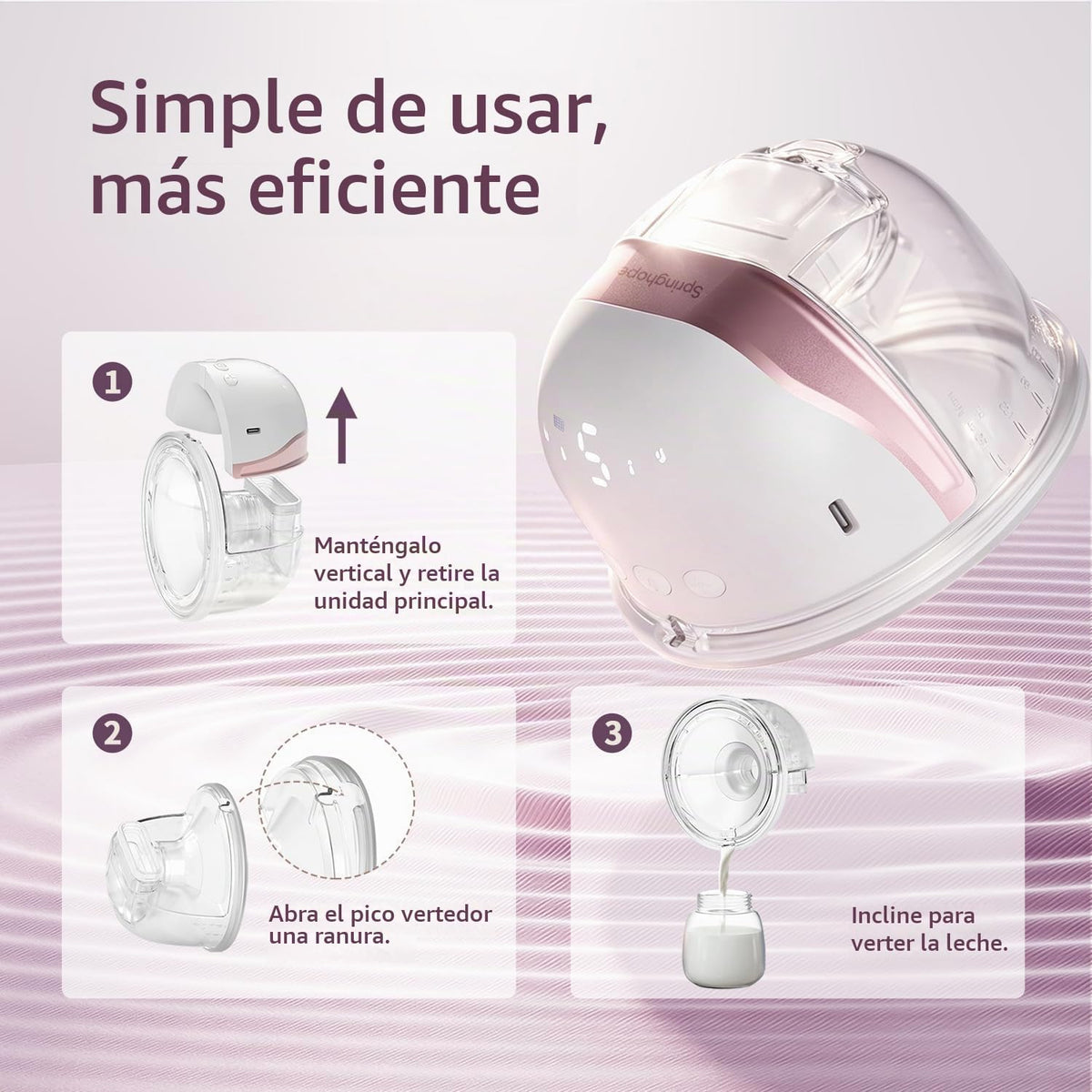 Springhope - Extractor de leche manos libres portátil, 4 modos y 9...
