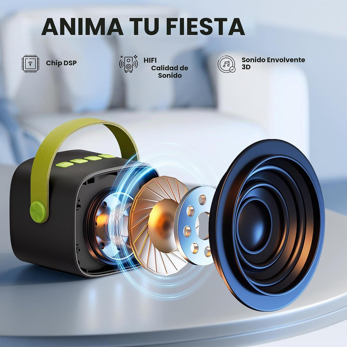 YLL Mini Máquina de Karaoke con 2 Micrófonos Inalámbricos, MEJORES...