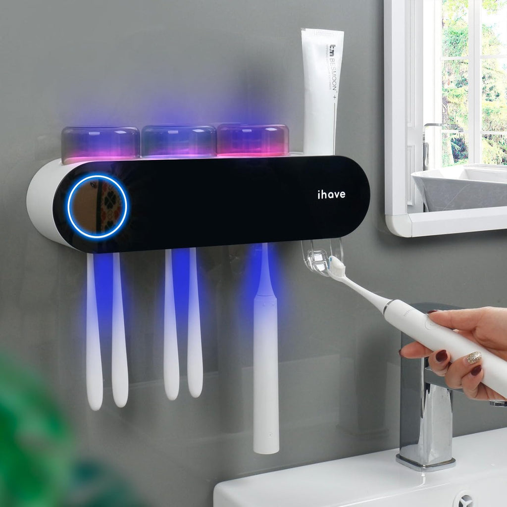 iHave Soportes para cepillos de dientes eléctricos de pared con 3 v...