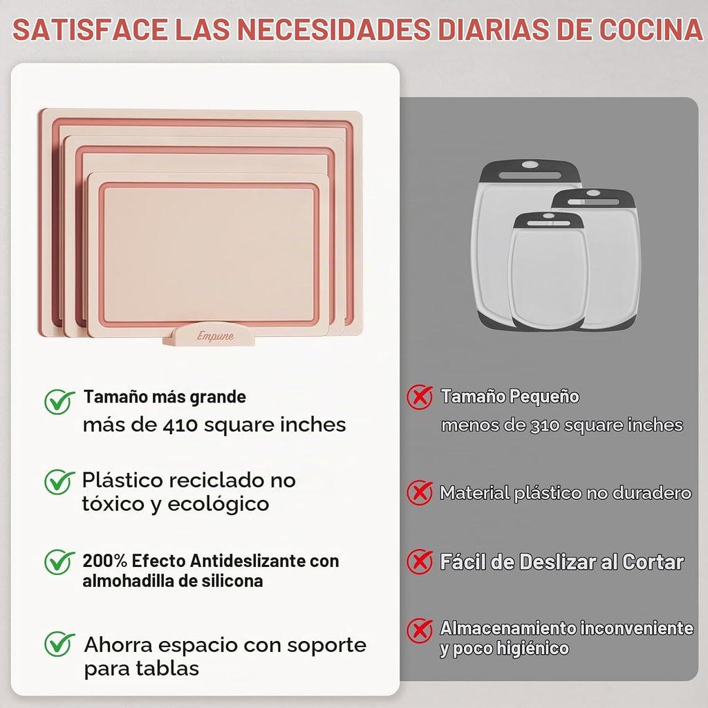 Empune - Juego de tabla de cortar de plástico, tablas de cortar de...