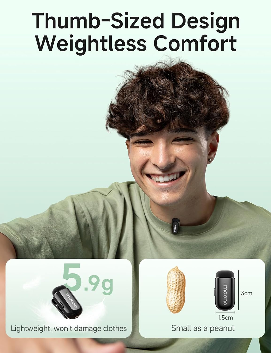 Micrófono inalámbrico MAONO T1 para iPhone\/Android (conjunto combi...